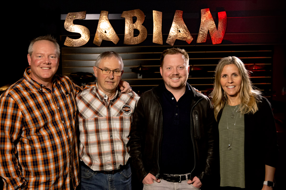 From left to right: Christian Stankee, Global Artist Relations Director with SABIAN; Mark Love, Director of Research & Development with SABIAN; Andrew Bedford, Co-CEO, Ginger Agency; Stacey Montgomery-Clark, V.P. Sales & Marketing with SABIAN.